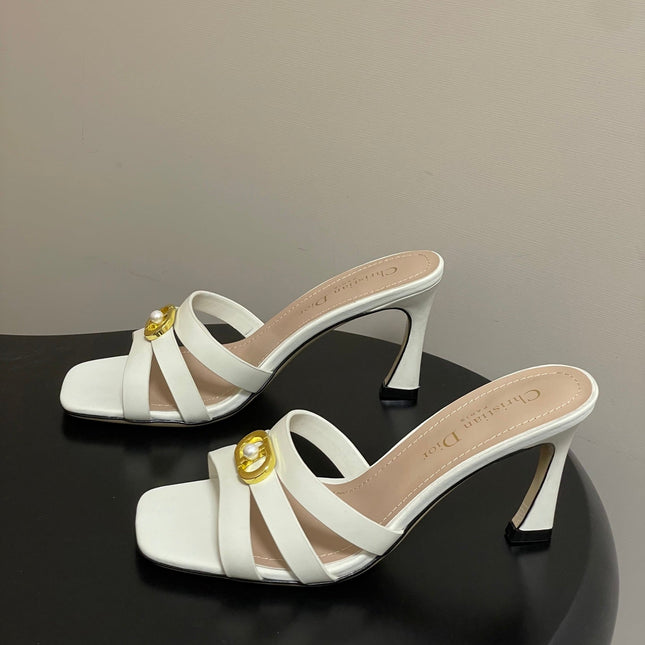 DIOR 26S HIGH HEEL SANDALS 80 MM IN WHITE CALFSKIN