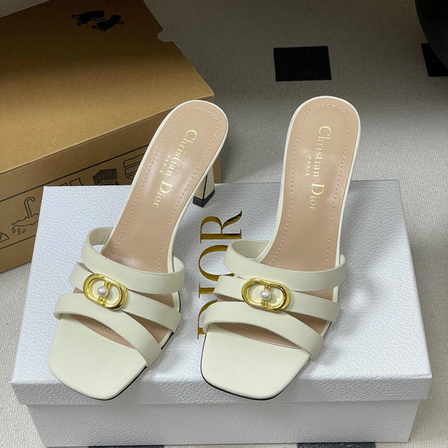 DIOR 26S HIGH HEEL SANDALS 80 MM IN WHITE CALFSKIN
