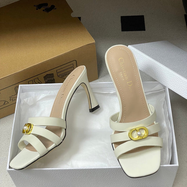 DIOR 26S HIGH HEEL SANDALS 80 MM IN WHITE CALFSKIN