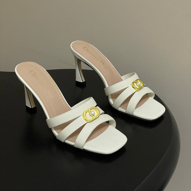 DIOR 26S HIGH HEEL SANDALS 80 MM IN WHITE CALFSKIN