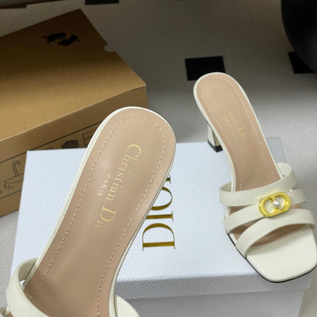 DIOR 26S HIGH HEEL SANDALS 80 MM IN WHITE CALFSKIN