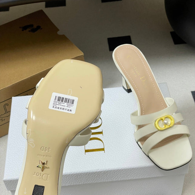 DIOR 26S HIGH HEEL SANDALS 80 MM IN WHITE CALFSKIN