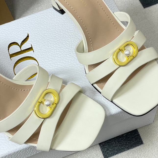 DIOR 26S HIGH HEEL SANDALS 80 MM IN WHITE CALFSKIN