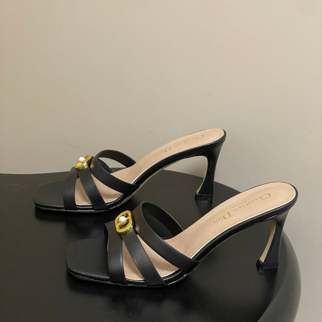 DIOR 26S HIGH HEEL SANDALS 80 MM IN BLACK CALFSKIN