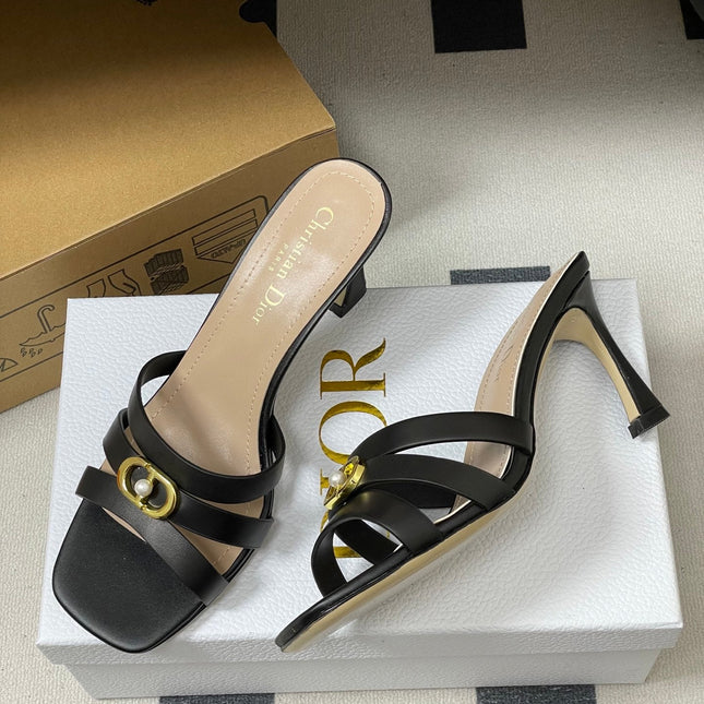 DIOR 26S HIGH HEEL SANDALS 80 MM IN BLACK CALFSKIN
