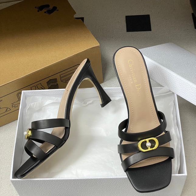 DIOR 26S HIGH HEEL SANDALS 80 MM IN BLACK CALFSKIN