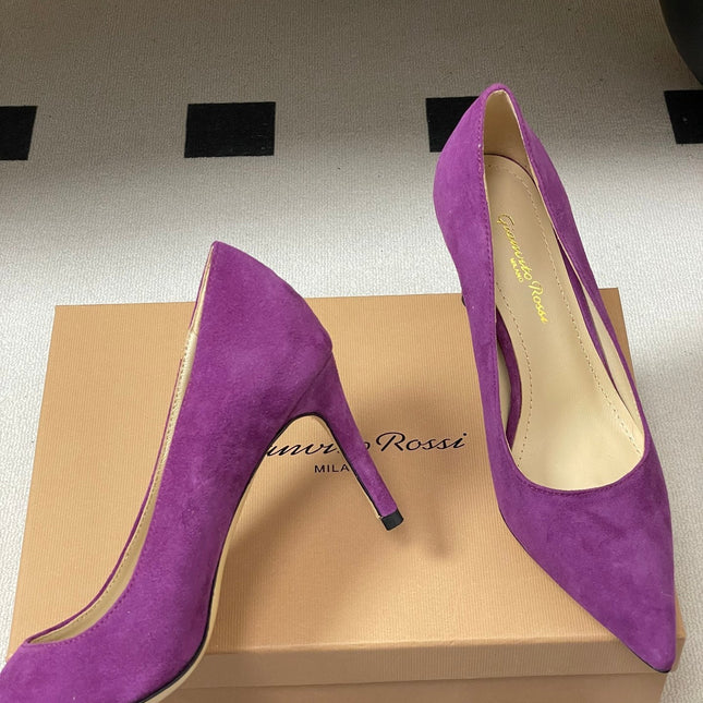 GIANVITO ROSSI 26S HIGH HEELS 85 MM IN PURPLE SUEDE