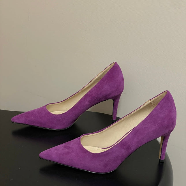 GIANVITO ROSSI 26S HIGH HEELS 85 MM IN PURPLE SUEDE