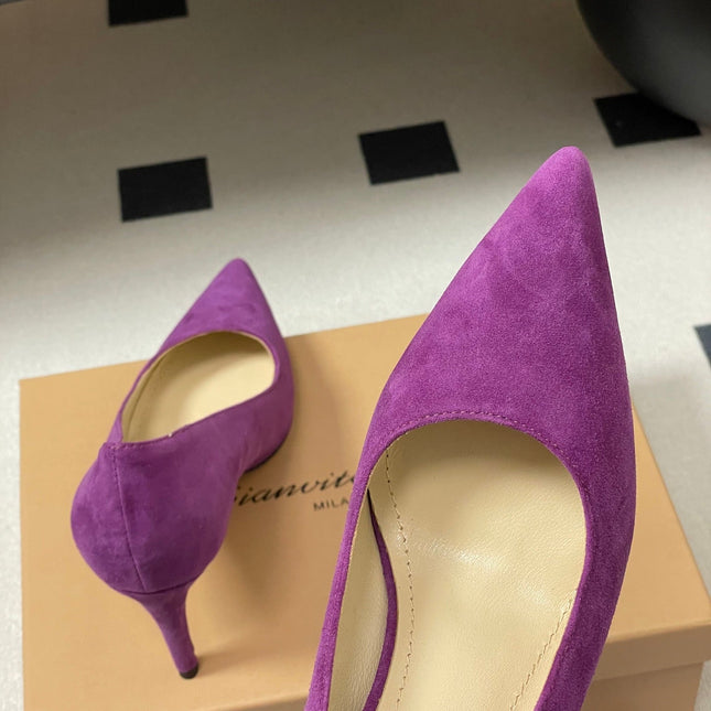 GIANVITO ROSSI 26S HIGH HEELS 85 MM IN PURPLE SUEDE