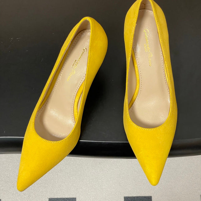 GIANVITO ROSSI 26S HIGH HEELS 85 MM IN YELLOW SUEDE