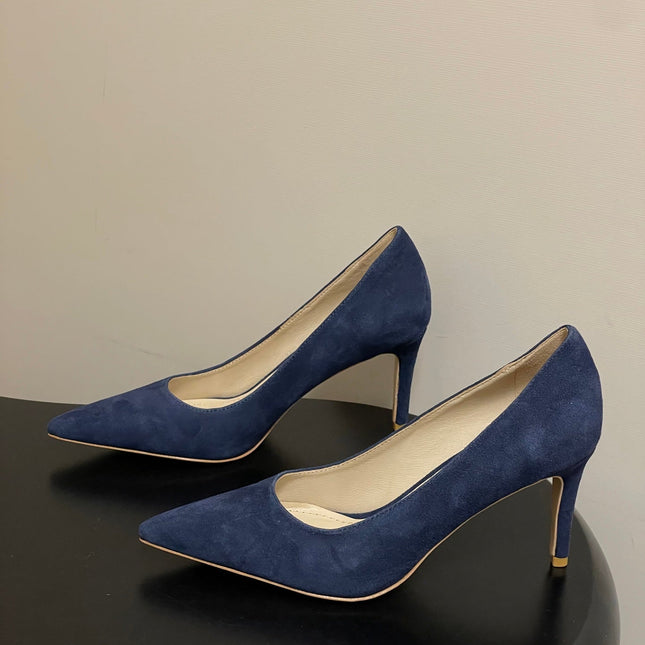 GIANVITO ROSSI 26S HIGH HEELS 85 MM IN NAVY BLUE SUEDE
