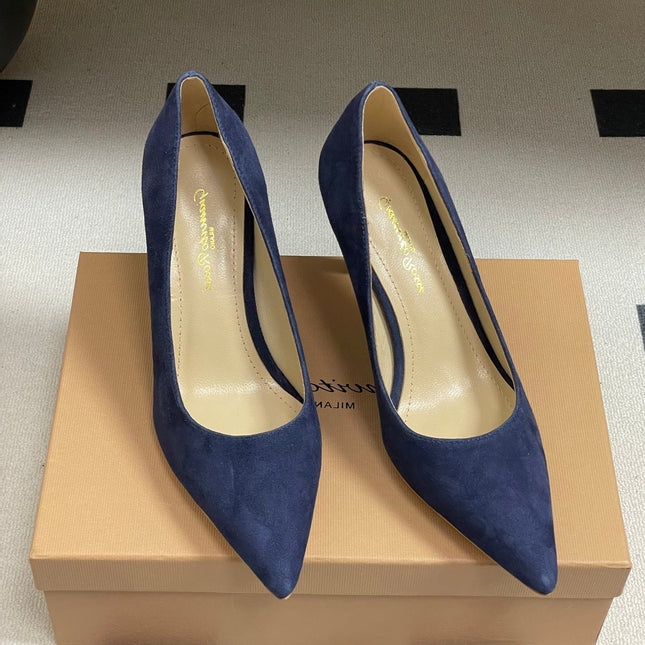 GIANVITO ROSSI 26S HIGH HEELS 85 MM IN NAVY BLUE SUEDE