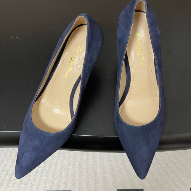 GIANVITO ROSSI 26S HIGH HEELS 85 MM IN NAVY BLUE SUEDE