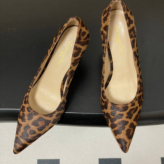 GIANVITO ROSSI 26S HIGH HEELS 85 MM IN LEOPARD PRINT PONY HAIR