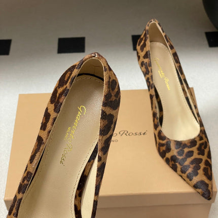 GIANVITO ROSSI 26S HIGH HEELS 85 MM IN LEOPARD PRINT PONY HAIR
