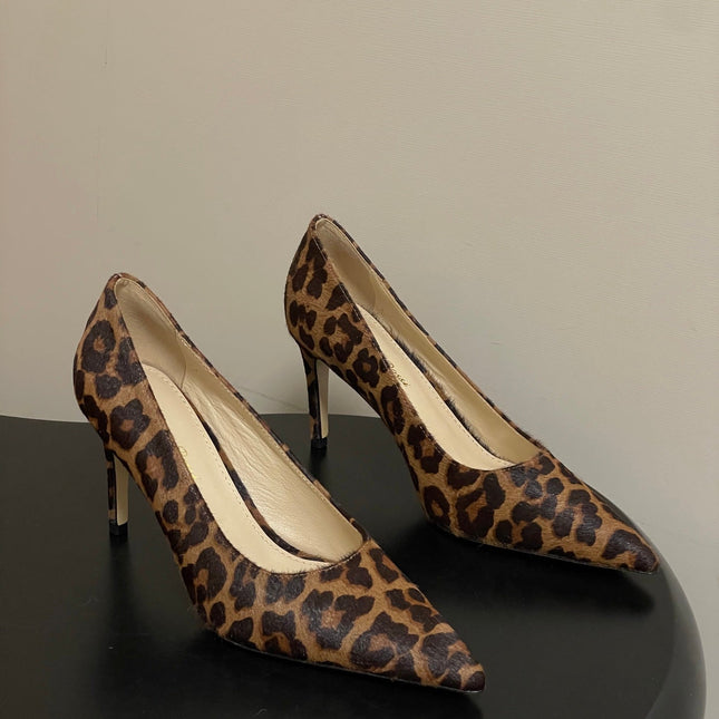 GIANVITO ROSSI 26S HIGH HEELS 85 MM IN LEOPARD PRINT PONY HAIR