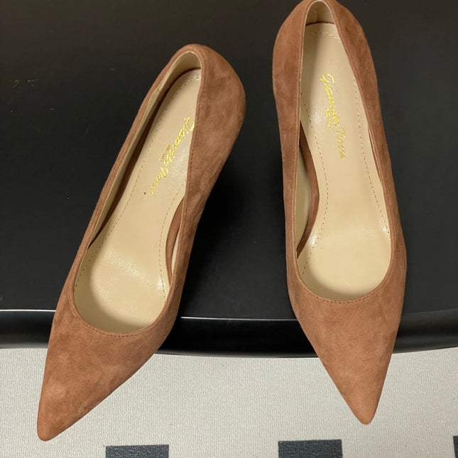 GIANVITO ROSSI 26S HIGH HEELS 85 MM IN BROWN SUEDE