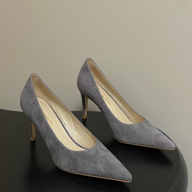 GIANVITO ROSSI 26S HIGH HEELS 85 MM IN DARK GREY SUEDE