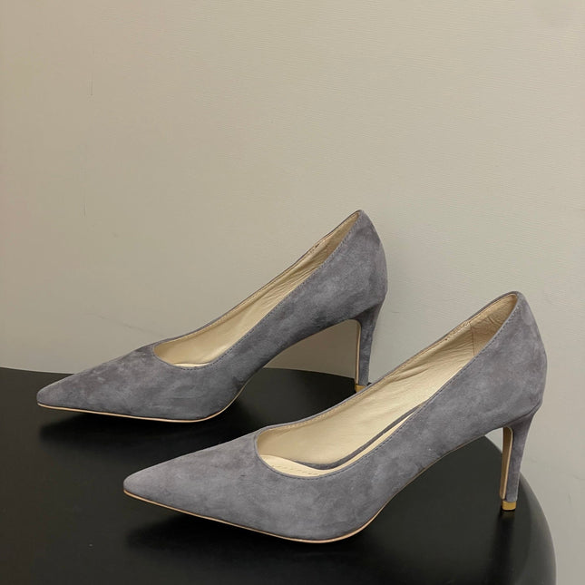 GIANVITO ROSSI 26S HIGH HEELS 85 MM IN DARK GREY SUEDE