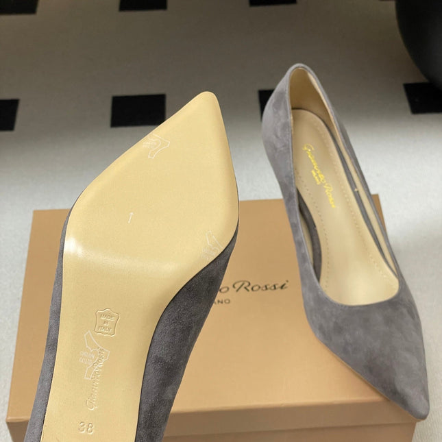 GIANVITO ROSSI 26S HIGH HEELS 85 MM IN DARK GREY SUEDE