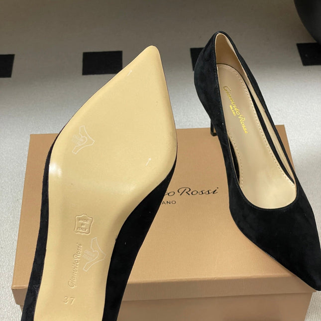GIANVITO ROSSI 26S HIGH HEELS 85 MM IN BLACK SUEDE