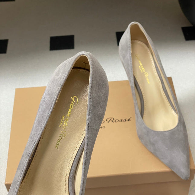 GIANVITO ROSSI 26S HIGH HEELS 85 MM IN GREY SUEDE