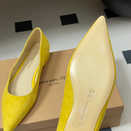 GIANVITO ROSSI 26S FLATS IN YELLOW SUEDE