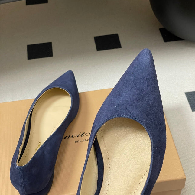 GIANVITO ROSSI 26S FLATS IN NAVY BLUE SUEDE