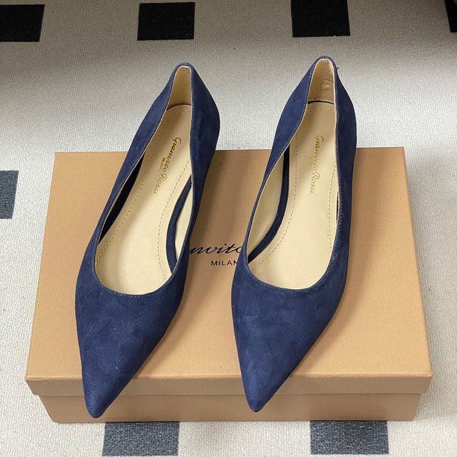 GIANVITO ROSSI 26S FLATS IN NAVY BLUE SUEDE
