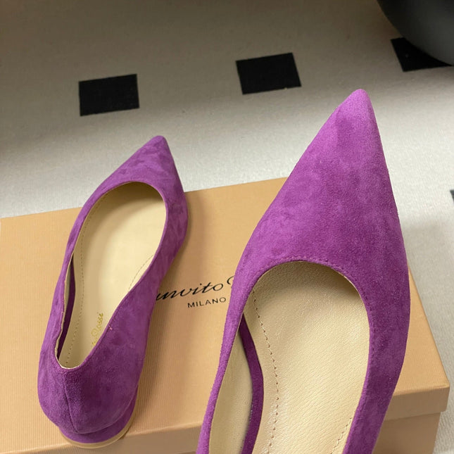 GIANVITO ROSSI 26S FLATS IN PURPLE SUEDE