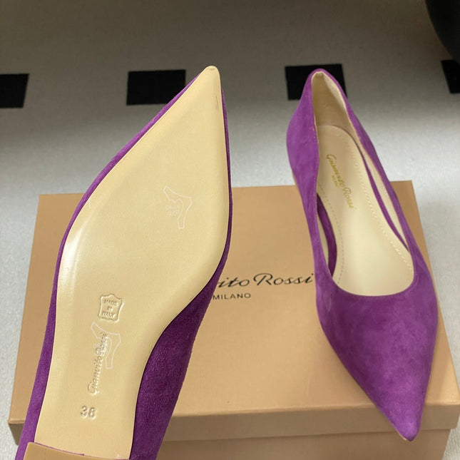 GIANVITO ROSSI 26S FLATS IN PURPLE SUEDE