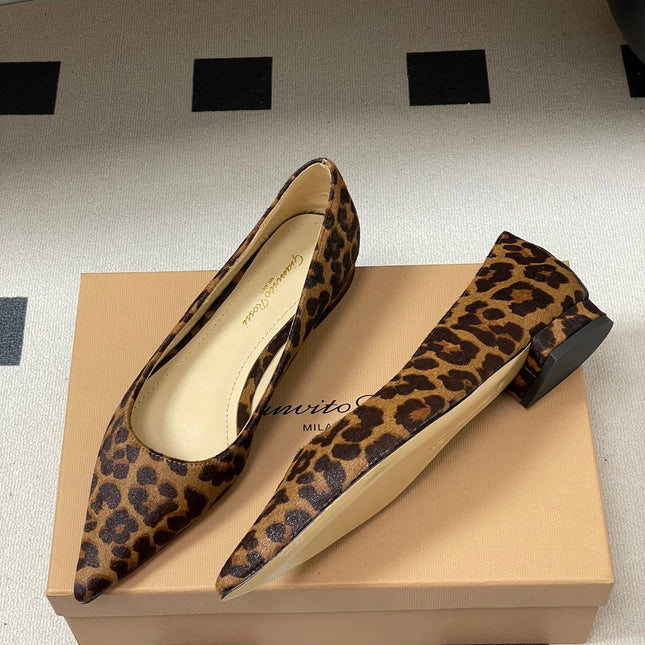 GIANVITO ROSSI 26S FLATS IN LEOPARD PRINT PONY HAIR