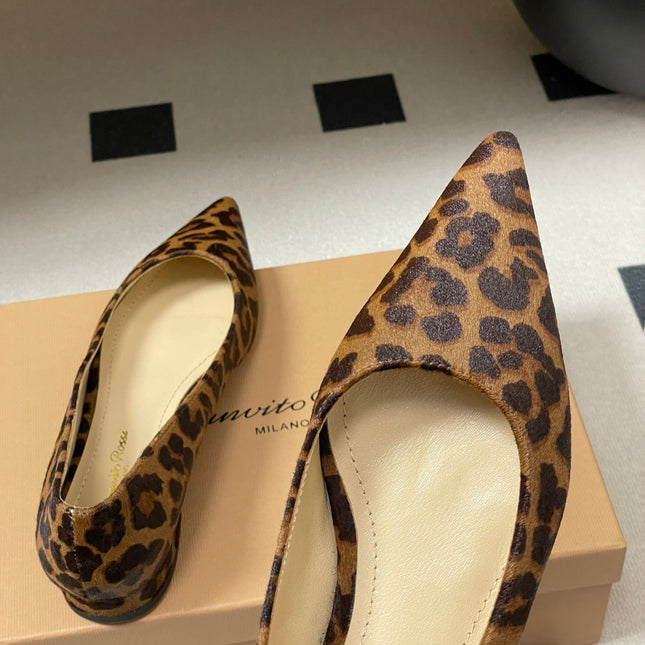 GIANVITO ROSSI 26S FLATS IN LEOPARD PRINT PONY HAIR