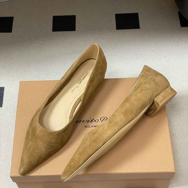 GIANVITO ROSSI 26S FLATS IN LIGHT BROWN SUEDE