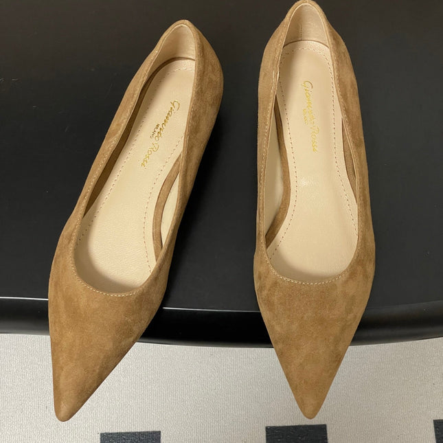 GIANVITO ROSSI 26S FLATS IN LIGHT BROWN SUEDE