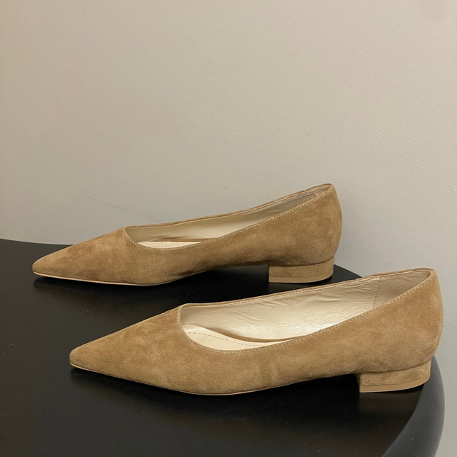 GIANVITO ROSSI 26S FLATS IN LIGHT BROWN SUEDE