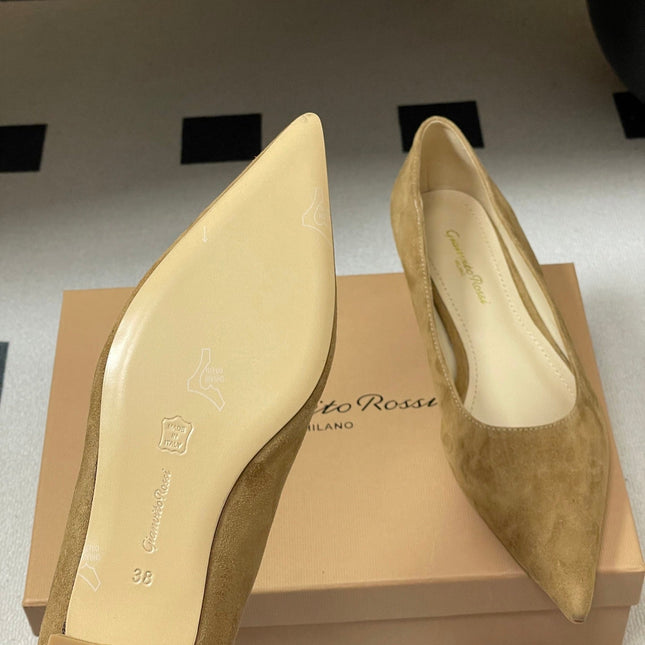GIANVITO ROSSI 26S FLATS IN LIGHT BROWN SUEDE