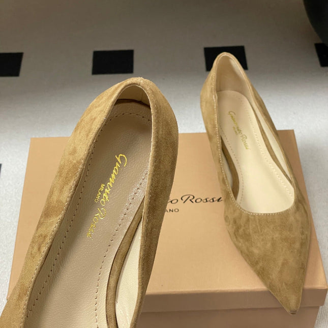 GIANVITO ROSSI 26S FLATS IN LIGHT BROWN SUEDE