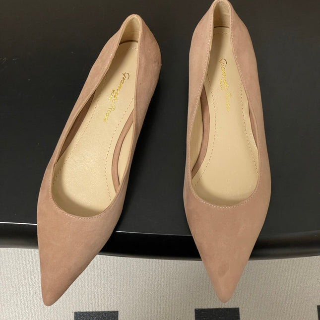 GIANVITO ROSSI 26S FLATS IN NUDE SUEDE