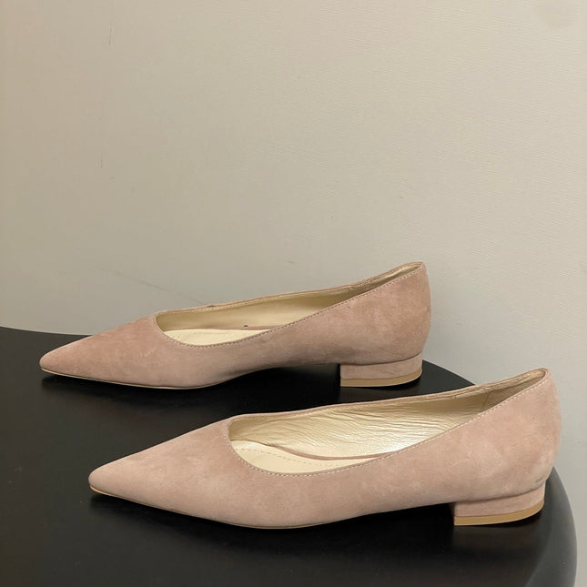 GIANVITO ROSSI 26S FLATS IN NUDE SUEDE