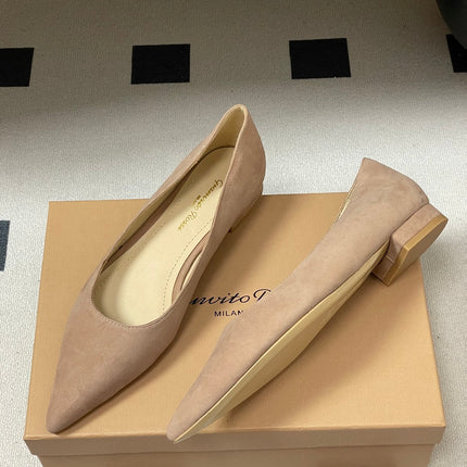 GIANVITO ROSSI 26S FLATS IN NUDE SUEDE