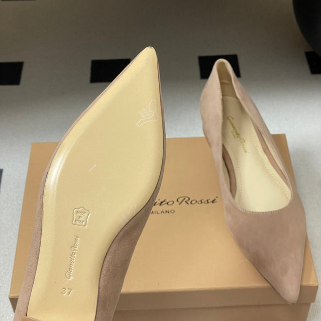 GIANVITO ROSSI 26S FLATS IN NUDE SUEDE