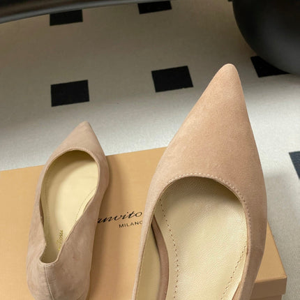 GIANVITO ROSSI 26S FLATS IN NUDE SUEDE