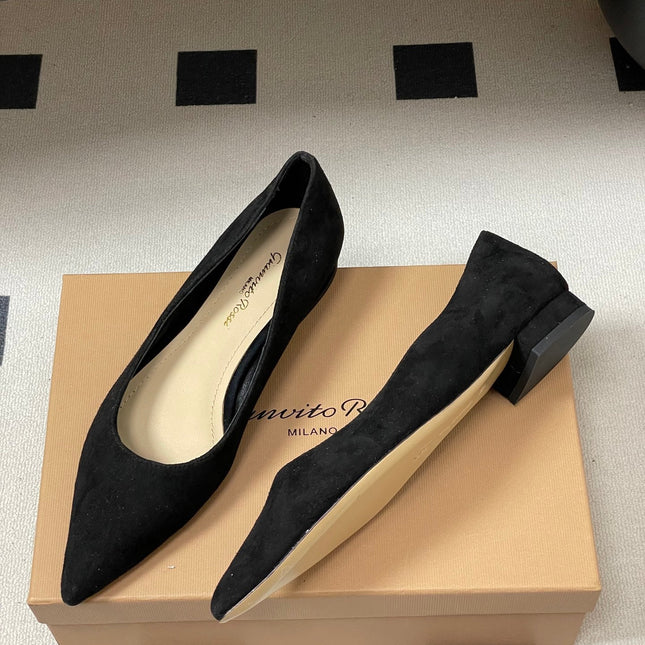 GIANVITO ROSSI 26S FLATS IN BLACK SUEDE