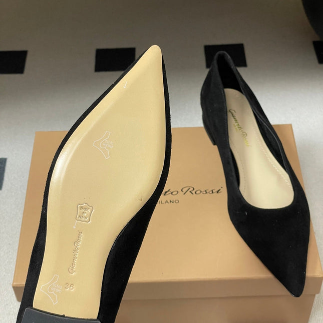 GIANVITO ROSSI 26S FLATS IN BLACK SUEDE
