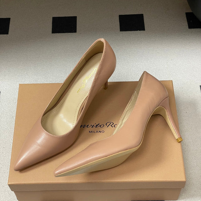GIANVITO ROSSI 26S HIGH HEELS 85 MM IN NUDE CALFSKIN