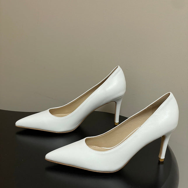 GIANVITO ROSSI 26S HIGH HEELS 85 MM IN WHITE CALFSKIN