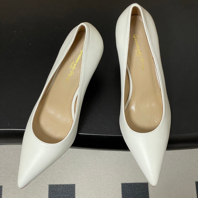 GIANVITO ROSSI 26S HIGH HEELS 85 MM IN WHITE CALFSKIN