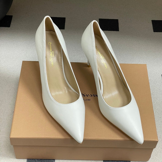 GIANVITO ROSSI 26S HIGH HEELS 85 MM IN WHITE CALFSKIN
