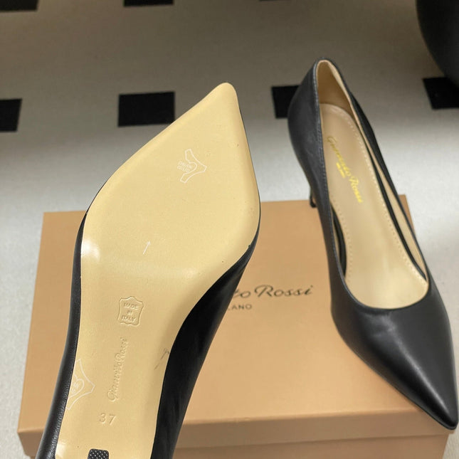 GIANVITO ROSSI 26S HIGH HEELS 85 MM IN BLACK CALFSKIN